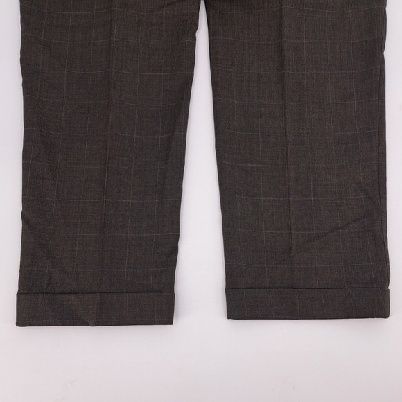 Jos A Bank Mens 46L Plaid Wool Traveler's 2 Piece Suit Windowpane Pants 41x31 - Picture 16 of 16